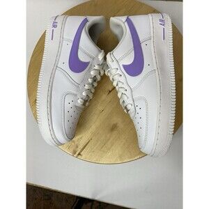 New Nike Air Force 1 '07 White & Lilac Sneakers Purple DD 8959 100 Womens 8.5